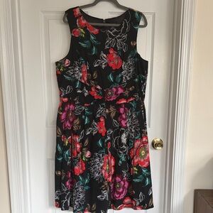 City Chic Floral Midi Dress - Black and Multicolor